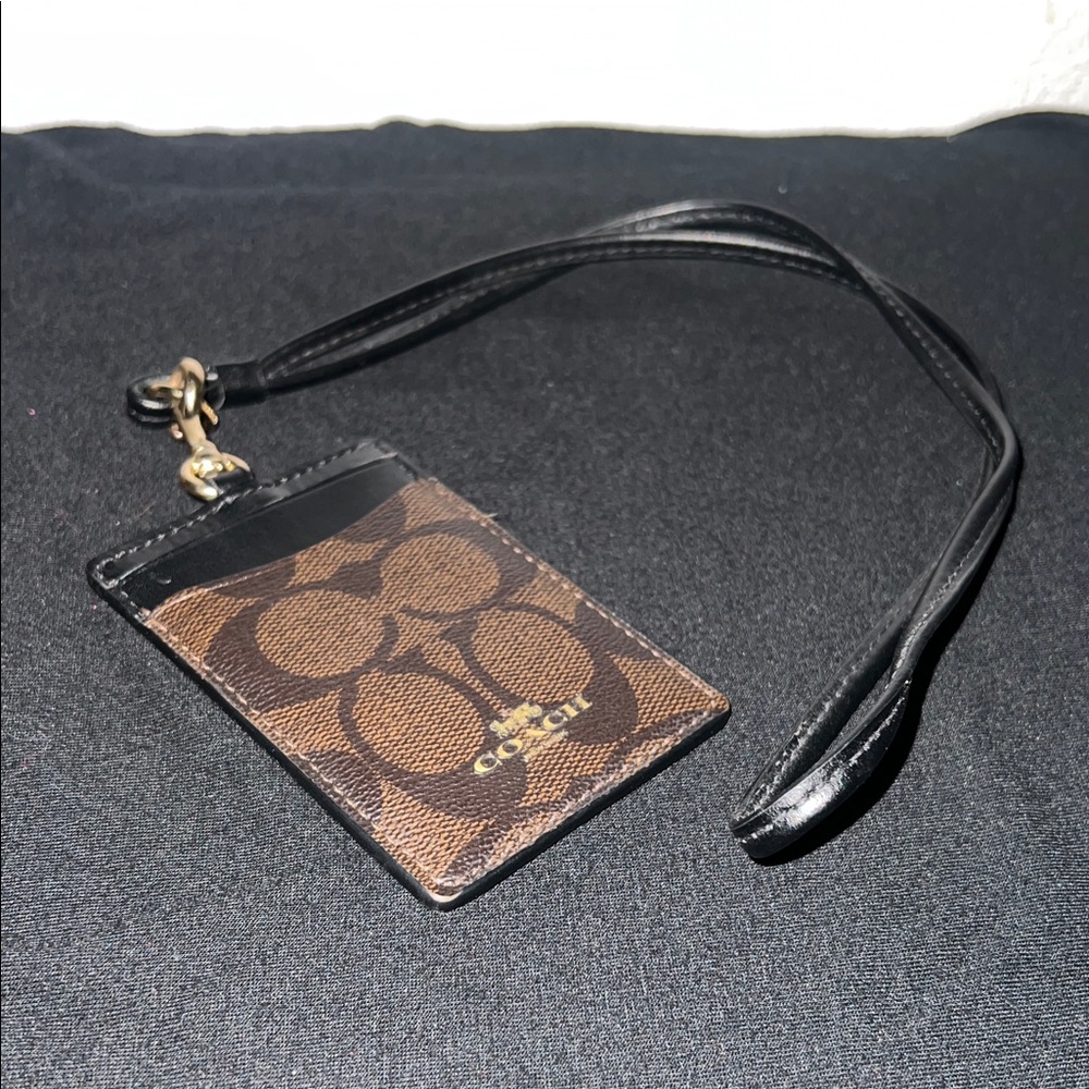 Coach Black and Brown Card Holder with Wrist Strap - Picture 6 of 7